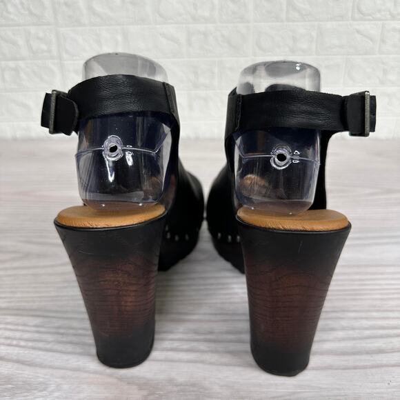 Korks Arden Clog Sandal 10M Black Leather Studded Platform Chunky Heel KR0013709 - Picture 6 of 10